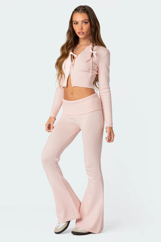 Knitted Low Rise Fold Over Pants