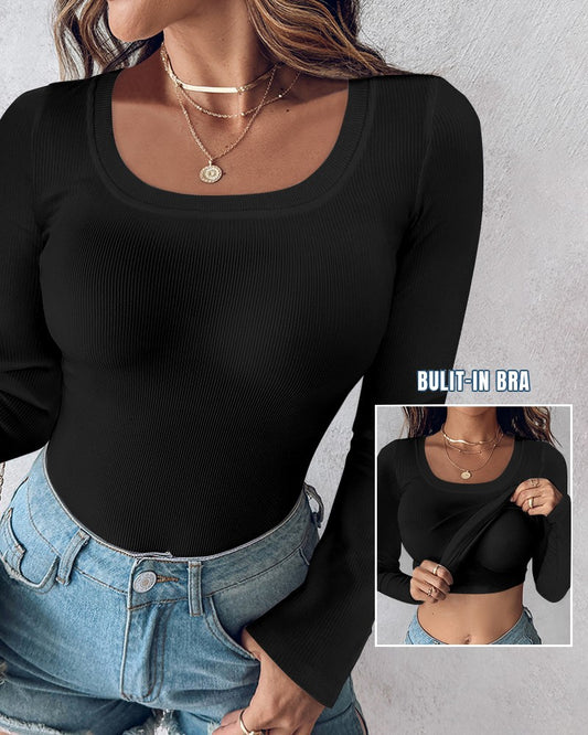 Square Neck Braless Long Sleeve