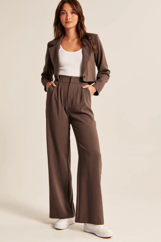 Chocolate Wide Leg Tailored Pants