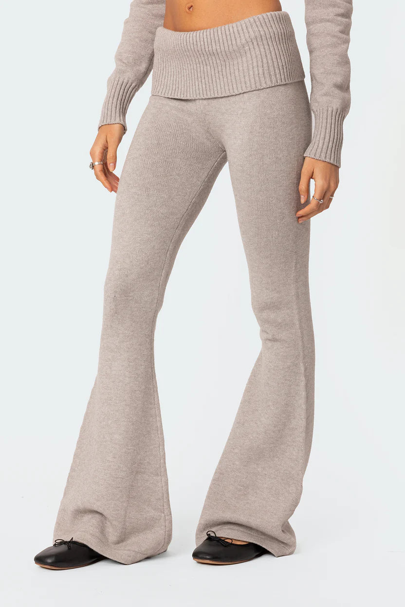 Knitted Low Rise Fold Over Pants